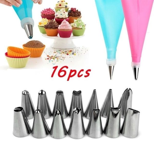 Set de 16 pzas puntas para decoración de pasteles