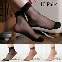10 pares de medias de seda cortas elásticas 